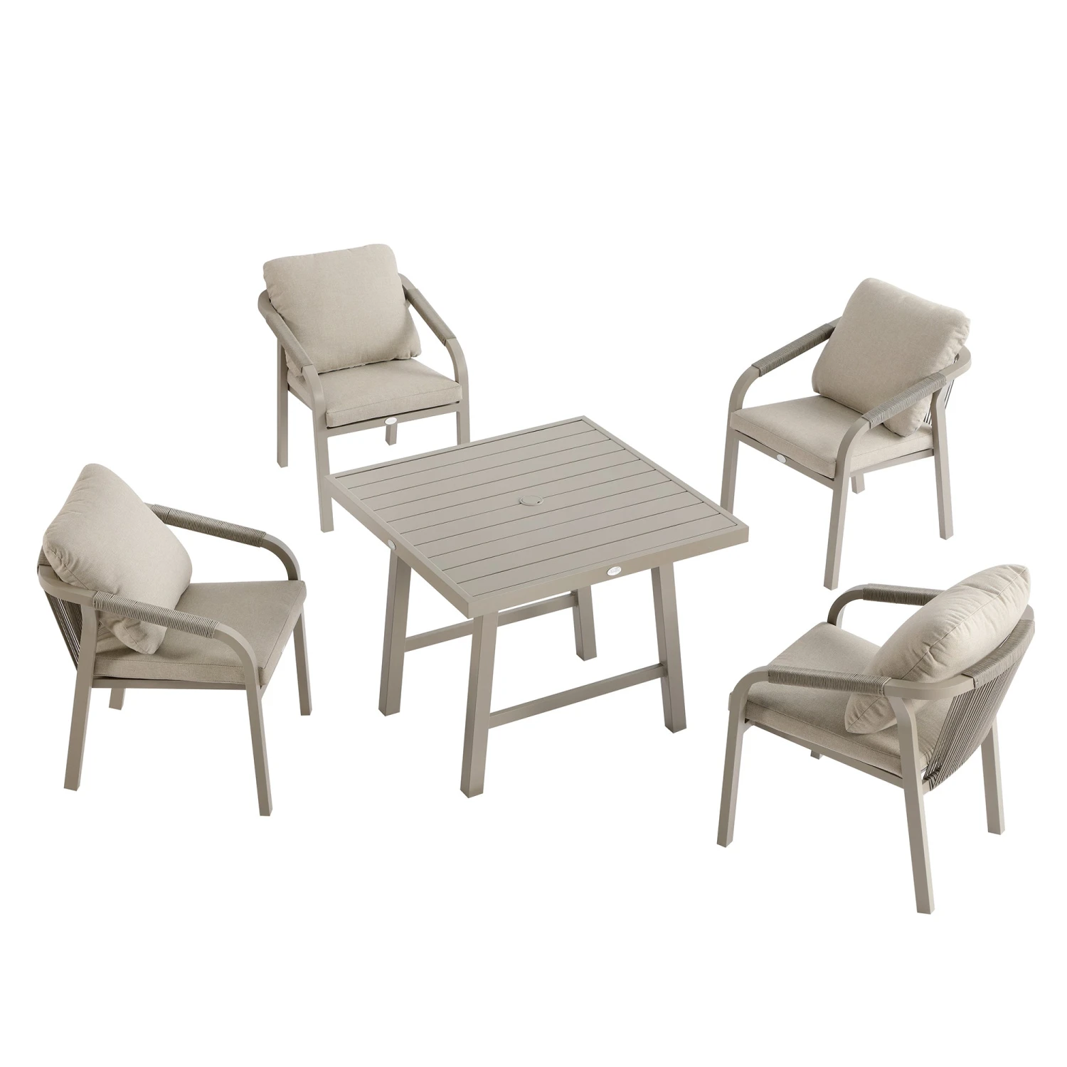 Manresa Rope 4-Seater Square Dining Set, Taupe And Beige 13 Manresa Rope 4-Seater Square Dining Set, Taupe And Beige - Image 13