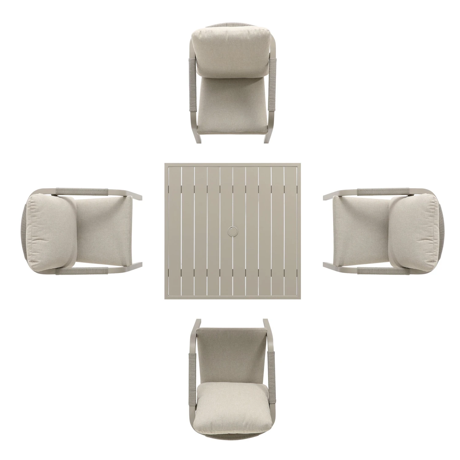 Manresa Rope 4-Seater Square Dining Set, Taupe And Beige 14 Manresa Rope 4-Seater Square Dining Set, Taupe And Beige - Image 14