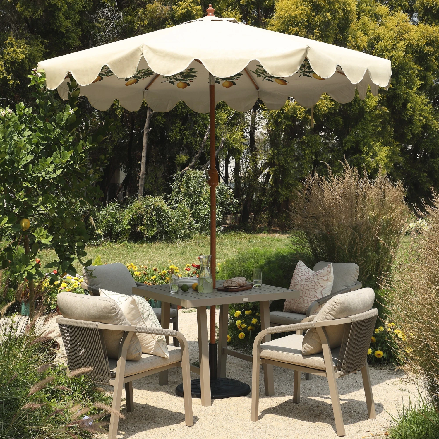 Manresa Rope 4-Seater Square Dining Set, Taupe And Beige 3 Manresa Rope 4-Seater Square Dining Set, Taupe And Beige - Image 3