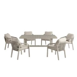 Manresa Taupe and Beige Rope Detail β Slatted Aluminium Rectangular 6-Seater Dining Set 27 Manresa Taupe and Beige Rope Detail β Slatted Aluminium Rectangular 6-Seater Dining Set -Daals Store OD DINE 255 TAUPE SET WB1