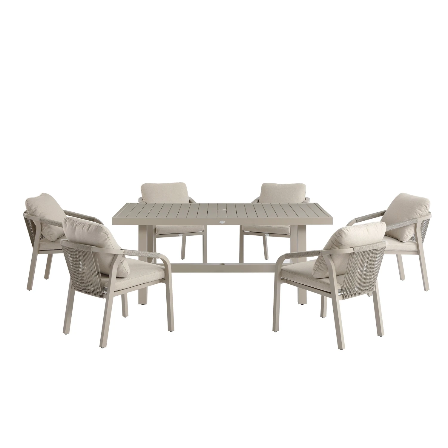 Manresa Taupe and Beige Rope Detail β Slatted Aluminium Rectangular 6-Seater Dining Set 10 Manresa Taupe and Beige Rope Detail β Slatted Aluminium Rectangular 6-Seater Dining Set - Image 10