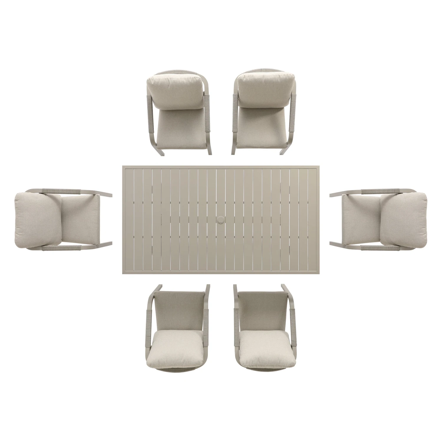 Manresa Taupe and Beige Rope Detail β Slatted Aluminium Rectangular 6-Seater Dining Set 14 Manresa Taupe and Beige Rope Detail β Slatted Aluminium Rectangular 6-Seater Dining Set - Image 14