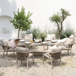 Manresa Taupe and Beige Rope Detail β Slatted Aluminium Rectangular 6-Seater Dining Set 21 Manresa Taupe and Beige Rope Detail β Slatted Aluminium Rectangular 6-Seater Dining Set -Daals Store OD DINE 255 TAUPE SET scene3