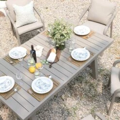 Manresa Taupe and Beige Rope Detail β Slatted Aluminium Rectangular 6-Seater Dining Set 22 Manresa Taupe and Beige Rope Detail β Slatted Aluminium Rectangular 6-Seater Dining Set -Daals Store OD DINE 255 TAUPE SET scene4