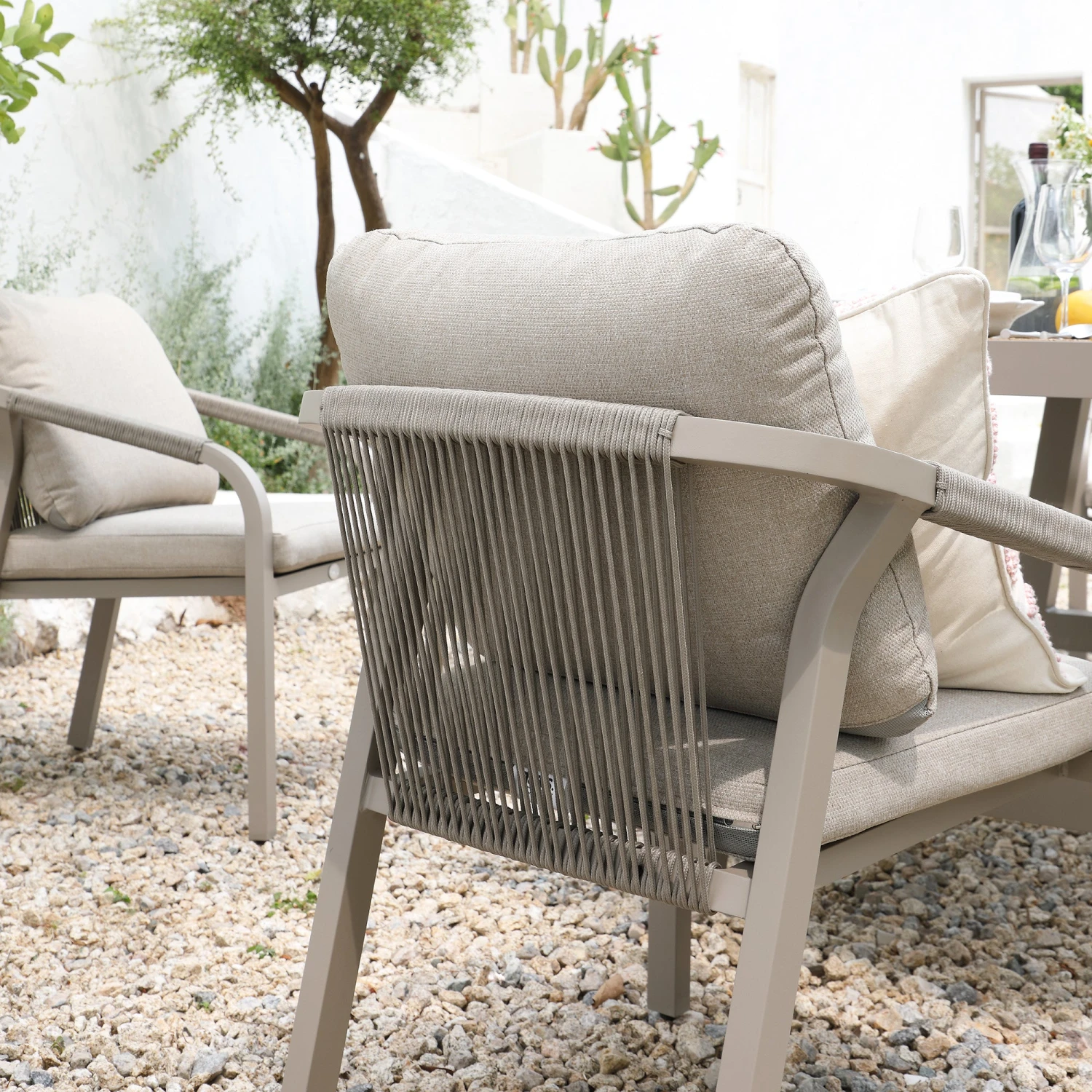 Manresa Taupe and Beige Rope Detail β Slatted Aluminium Rectangular 6-Seater Dining Set 7 Manresa Taupe and Beige Rope Detail β Slatted Aluminium Rectangular 6-Seater Dining Set - Image 7