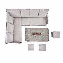 Hampshire Light Grey Large Corner Round Wicker Rattan Dining Set β Modular Sofa with Rising Firepit Table 29 Hampshire Light Grey Large Corner Round Wicker Rattan Dining Set β Modular Sofa with Rising Firepit Table -Daals Store OD DINE 288 LGREY SET WB4