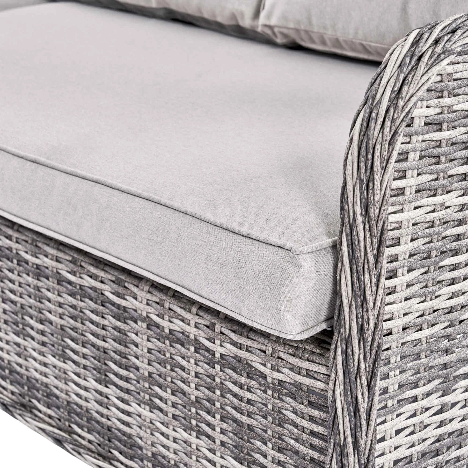 Hampshire Light Grey Large Corner Round Wicker Rattan Dining Set β Modular Sofa with Rising Firepit Table 16 Hampshire Light Grey Large Corner Round Wicker Rattan Dining Set β Modular Sofa with Rising Firepit Table - Image 16