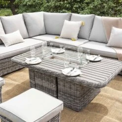 Hampshire Light Grey Large Corner Round Wicker Rattan Dining Set β Modular Sofa with Rising Firepit Table 22 Hampshire Light Grey Large Corner Round Wicker Rattan Dining Set β Modular Sofa with Rising Firepit Table -Daals Store OD DINE 288 LGREY SET scene4