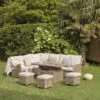 Hampshire Large Corner Round Wicker Rattan Casual Dining Set With Rising Firepit Table, Natural 28 Hampshire Large Corner Round Wicker Rattan Casual Dining Set With Rising Firepit Table, Natural -Daals Store OD DINE 288 NAT SET main