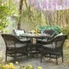 Willowbrook Lattice Weave Rattan 4-Seater Round Dining Set, Dark Grey 5 Willowbrook Lattice Weave Rattan 4-Seater Round Dining Set, Dark Grey -Daals Store OD DINE 3090 GREY SET main