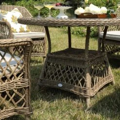 Willowbrook Lattice Weave Rattan 4-Seater Round Dining Set, Natural -Daals Store OD DINE 3090 NAT SET scene3