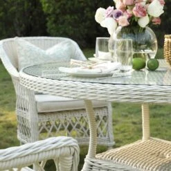 Willowbrook White Lattice Weave Rattan 4-Seater Round Garden Dining Set -Daals Store OD DINE 3090 WHITE SET scene4