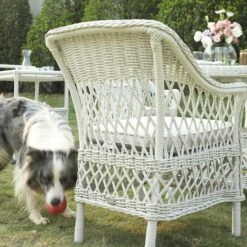 Willowbrook White Lattice Weave Rattan 4-Seater Round Garden Dining Set -Daals Store OD DINE 3090 WHITE SET scene5