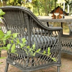 Willowbrook Lattice Weave Rattan 6-Seater Round Dining Set, Dark Grey -Daals Store OD DINE 3115 GREY SET scene5