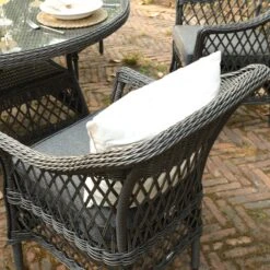 Willowbrook Lattice Weave Rattan 6-Seater Round Dining Set, Dark Grey -Daals Store OD DINE 3115 GREY SET scene6