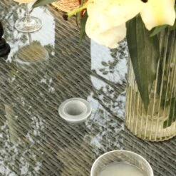 Willowbrook Lattice Weave Rattan 6-Seater Round Dining Set, Dark Grey -Daals Store OD DINE 3115 GREY SET scene8