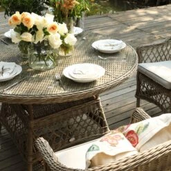 Willowbrook Natural Lattice Weave Rattan 6-Seater Round Dining Set β All-Weather Garden Furniture 13 Willowbrook Natural Lattice Weave Rattan 6-Seater Round Dining Set β All-Weather Garden Furniture -Daals Store OD DINE 3115 NAT SET scene4