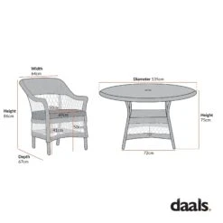 Willowbrook Natural Lattice Weave Rattan 6-Seater Round Dining Set β All-Weather Garden Furniture 17 Willowbrook Natural Lattice Weave Rattan 6-Seater Round Dining Set β All-Weather Garden Furniture -Daals Store OD DINE 3115 SET CHART