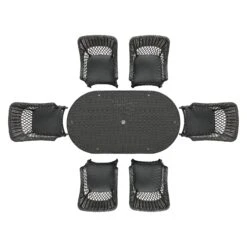 Willowbrook 6-Seater Oval Garden Dining Set in Dark Grey Lattice Weave Rattan - All-Weather Aluminum Frame -Daals Store OD DINE 3160 GREY SET WB4