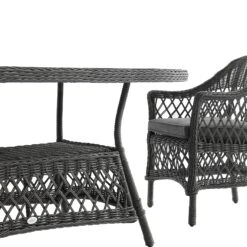 Willowbrook 6-Seater Oval Garden Dining Set in Dark Grey Lattice Weave Rattan - All-Weather Aluminum Frame -Daals Store OD DINE 3160 GREY SET detail2