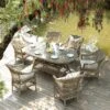 Willowbrook Natural Lattice Weave Rattan 6-Seater Oval Dining Set – All-Weather Garden Furniture