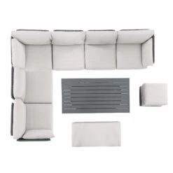 Pedra Rope And Aluminium Large Corner Casual Dining Set With Rising Table, Grey -Daals Store OD DINE 4980 GREY SET WB4