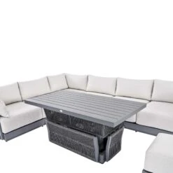 Pedra Rope And Aluminium Large Corner Casual Dining Set With Rising Table, Grey -Daals Store OD DINE 4980 GREY SET detail1