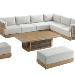 Pedra Rope And Aluminium Large Corner Casual Dining Set With Rising Table, Natural 18 Pedra Rope And Aluminium Large Corner Casual Dining Set With Rising Table, Natural -Daals Store OD DINE 4980 NAT SET GIF2