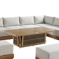 Pedra Rope And Aluminium Large Corner Casual Dining Set With Rising Table, Natural 23 Pedra Rope And Aluminium Large Corner Casual Dining Set With Rising Table, Natural -Daals Store OD DINE 4980 NAT SET detail1