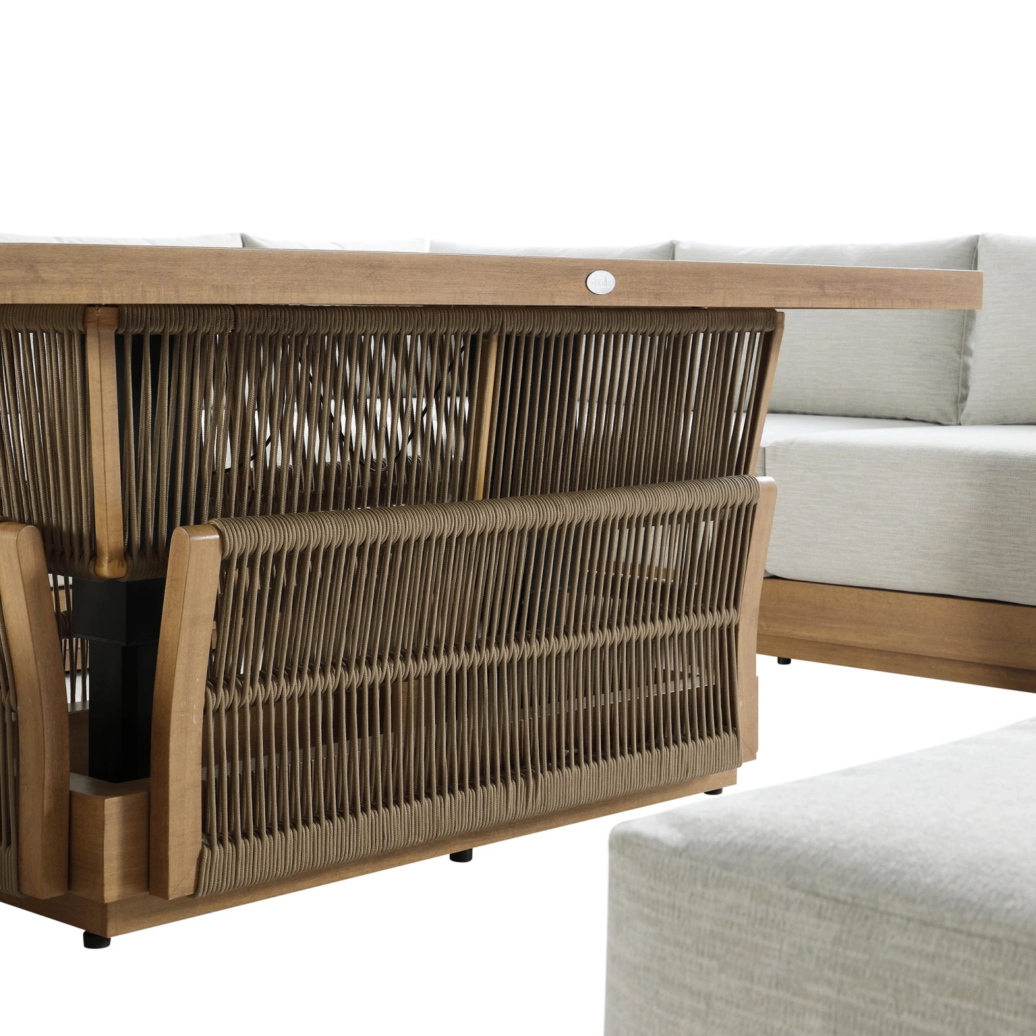 Pedra Rope And Aluminium Large Corner Casual Dining Set With Rising Table, Natural 13 Pedra Rope And Aluminium Large Corner Casual Dining Set With Rising Table, Natural - Image 13