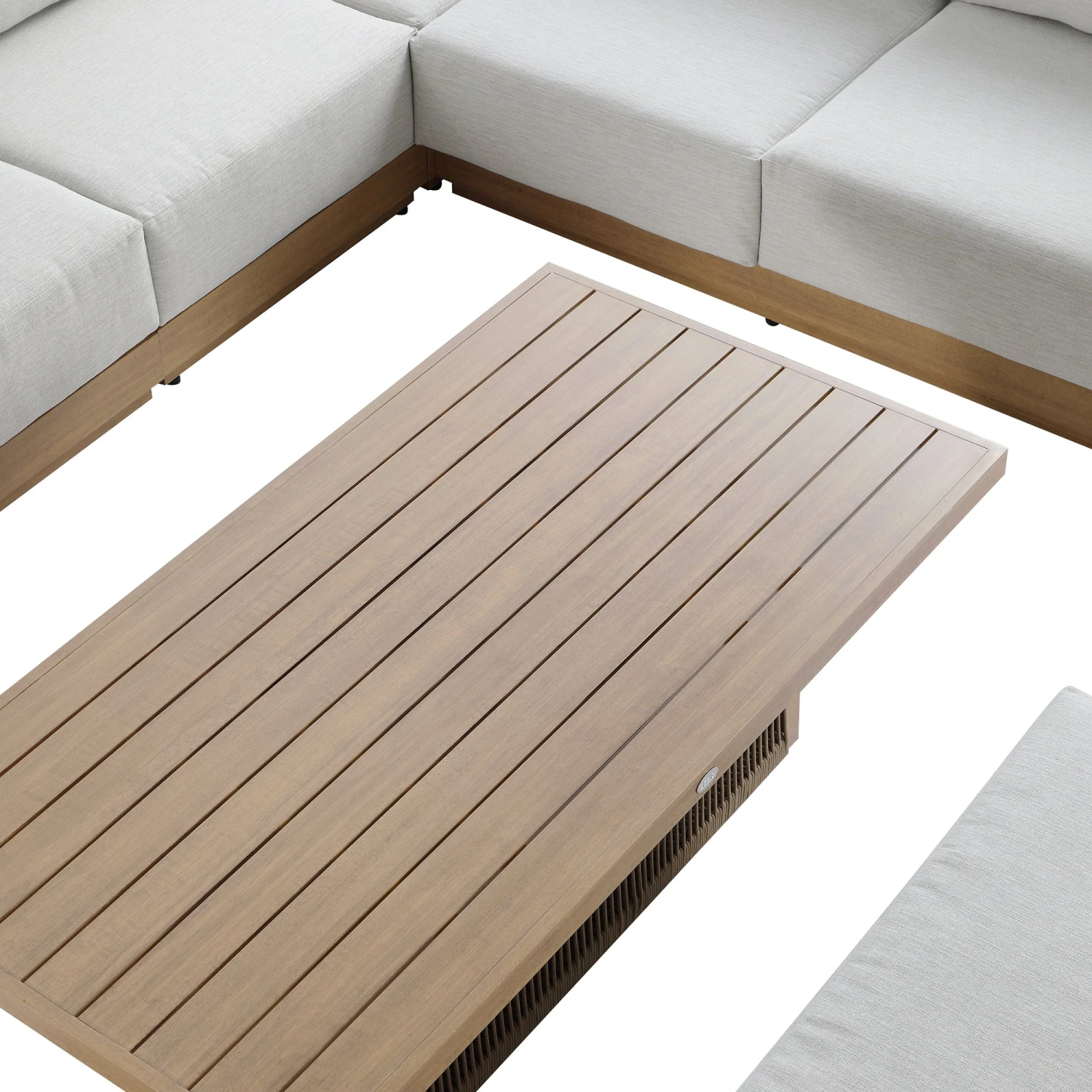 Pedra Rope And Aluminium Large Corner Casual Dining Set With Rising Table, Natural 14 Pedra Rope And Aluminium Large Corner Casual Dining Set With Rising Table, Natural - Image 14