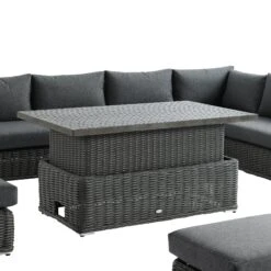 Bellagio Round Wicker Large Corner Casual Dining Set With Rising Table, Dark Grey -Daals Store OD DINE 550 DARKGREY SET detail1