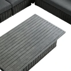 Bellagio Round Wicker Large Corner Casual Dining Set With Rising Table, Dark Grey -Daals Store OD DINE 550 DARKGREY SET detail2