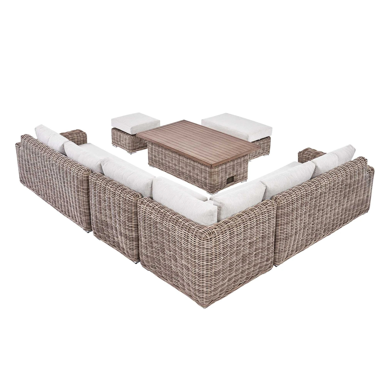 Bellagio Round Wicker Large Corner Casual Dining Set With Rising Table, Natural 9 Bellagio Round Wicker Large Corner Casual Dining Set With Rising Table, Natural - Image 9