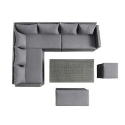 Granchester Rattan Rectangular Corner Dining Sofa Set With Rising Table, Grey 21 Granchester Rattan Rectangular Corner Dining Sofa Set With Rising Table, Grey -Daals Store OD DINE 6421 DARKGREY WB1