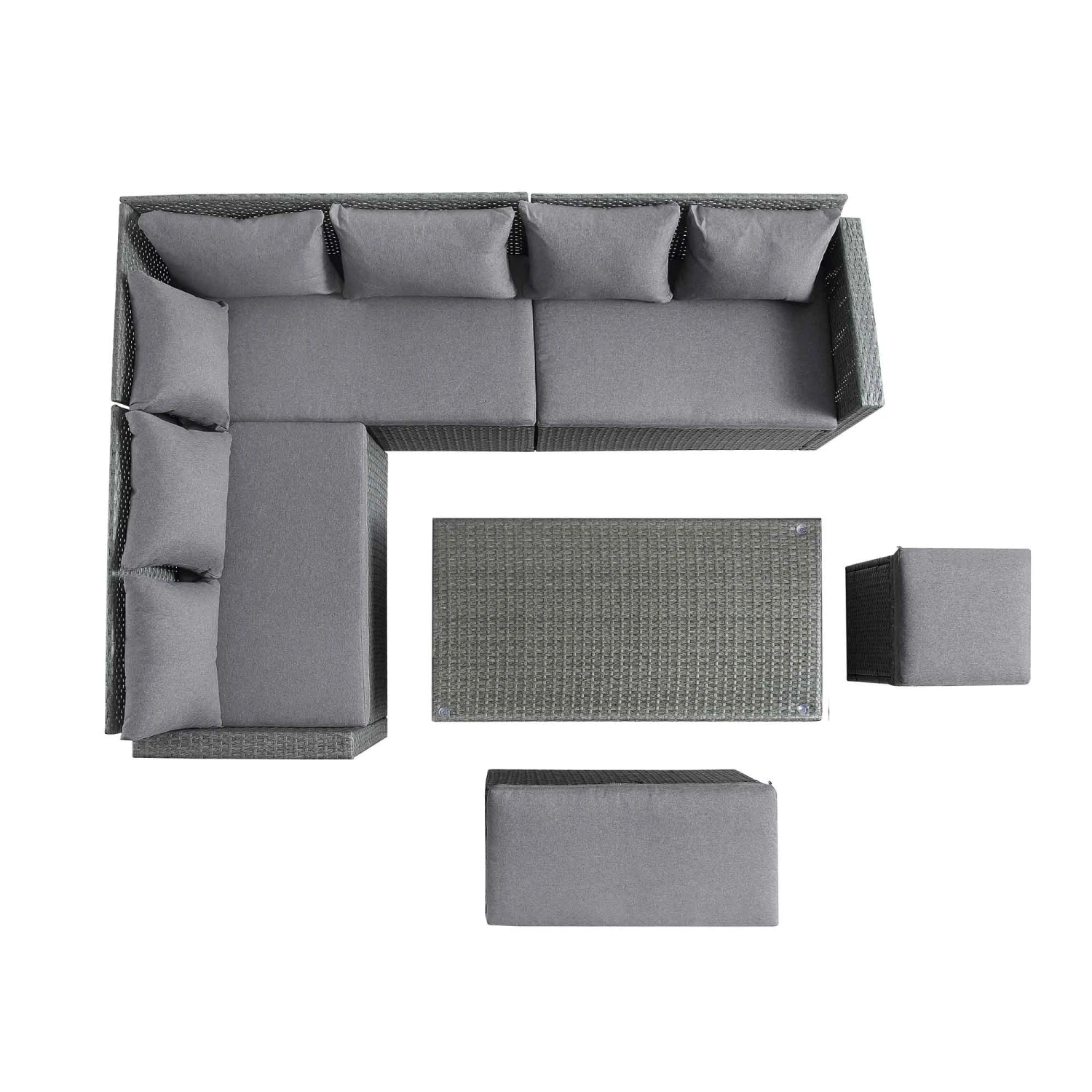 Granchester Rattan Rectangular Corner Dining Sofa Set With Rising Table, Grey 7 Granchester Rattan Rectangular Corner Dining Sofa Set With Rising Table, Grey - Image 7
