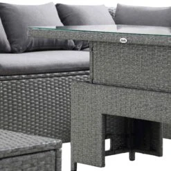 Granchester Rattan Rectangular Corner Dining Sofa Set With Rising Table, Grey 24 Granchester Rattan Rectangular Corner Dining Sofa Set With Rising Table, Grey -Daals Store OD DINE 6421 DARKGREY detail1