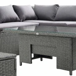 Granchester Rattan Rectangular Corner Dining Sofa Set With Rising Table, Grey 25 Granchester Rattan Rectangular Corner Dining Sofa Set With Rising Table, Grey -Daals Store OD DINE 6421 DARKGREY detail2