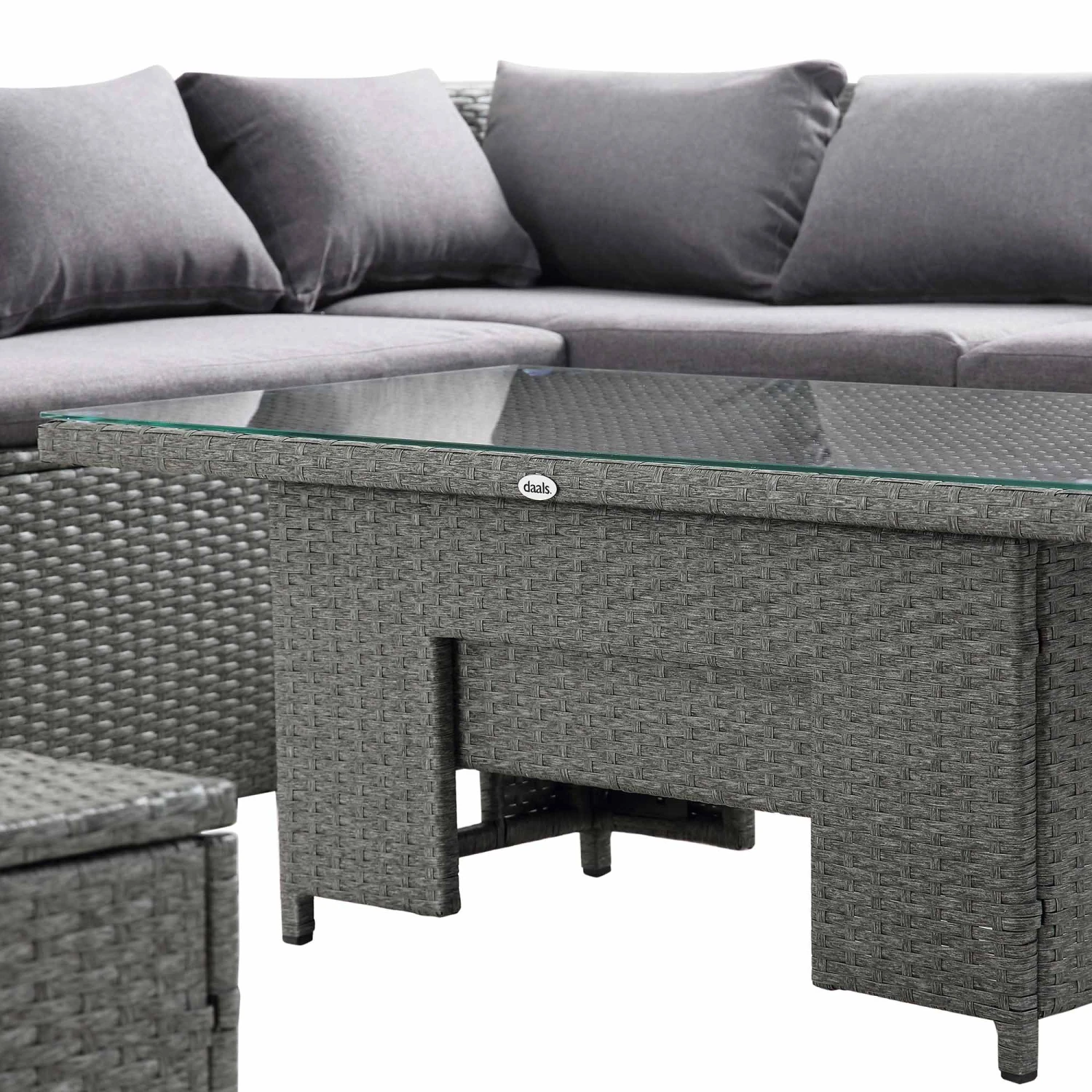 Granchester Rattan Rectangular Corner Dining Sofa Set With Rising Table, Grey 11 Granchester Rattan Rectangular Corner Dining Sofa Set With Rising Table, Grey - Image 11