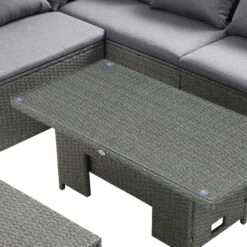 Granchester Rattan Rectangular Corner Dining Sofa Set With Rising Table, Grey 26 Granchester Rattan Rectangular Corner Dining Sofa Set With Rising Table, Grey -Daals Store OD DINE 6421 DARKGREY detail3