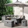Granchester Rattan Rectangular Corner Dining Sofa Set With Rising Table, Grey 13 Granchester Rattan Rectangular Corner Dining Sofa Set With Rising Table, Grey -Daals Store OD DINE 6421 DARKGREY main