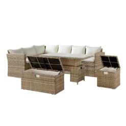 Granchester Rattan Rectangular Corner Dining Sofa Set With Rising Table, Natural 25 Granchester Rattan Rectangular Corner Dining Sofa Set With Rising Table, Natural -Daals Store OD DINE 6421 NAT WB3