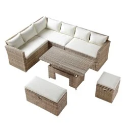 Granchester Rattan Rectangular Corner Dining Sofa Set With Rising Table, Natural 26 Granchester Rattan Rectangular Corner Dining Sofa Set With Rising Table, Natural -Daals Store OD DINE 6421 NAT WB4