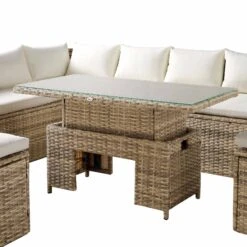 Granchester Rattan Rectangular Corner Dining Sofa Set With Rising Table, Natural 30 Granchester Rattan Rectangular Corner Dining Sofa Set With Rising Table, Natural -Daals Store OD DINE 6421 NAT detail1
