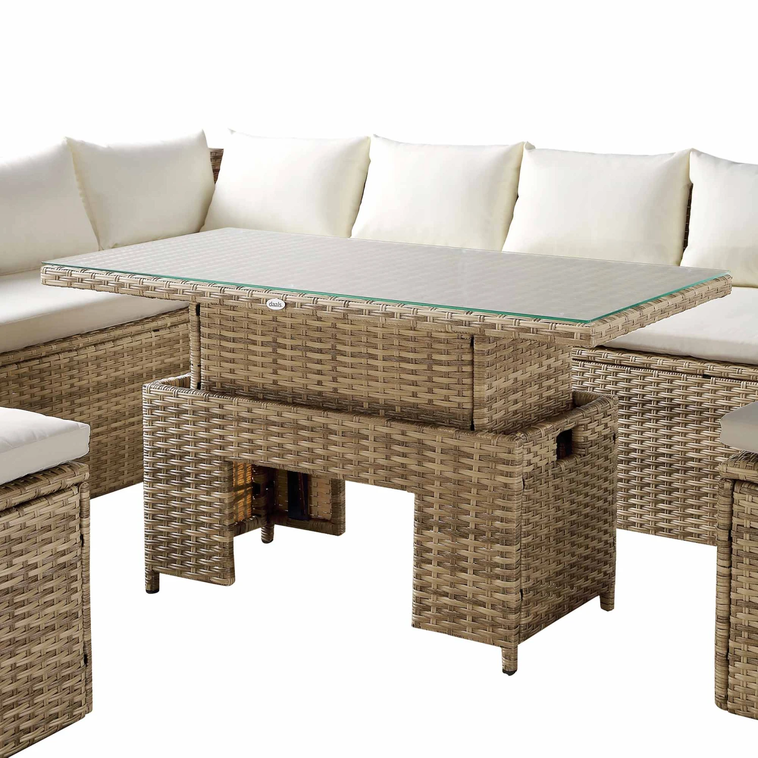 Granchester Rattan Rectangular Corner Dining Sofa Set With Rising Table, Natural 13 Granchester Rattan Rectangular Corner Dining Sofa Set With Rising Table, Natural - Image 13