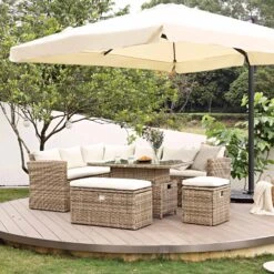 Granchester Rattan Rectangular Corner Dining Sofa Set With Rising Table, Natural 20 Granchester Rattan Rectangular Corner Dining Sofa Set With Rising Table, Natural -Daals Store OD DINE 6421 NAT scene2