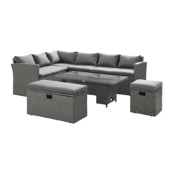 Granchester Rattan Rectangular Corner Dining Sofa Set With Rising Table, Grey 20 Granchester Rattan Rectangular Corner Dining Sofa Set With Rising Table, Grey -Daals Store OD DINE 6421 RISING GIF
