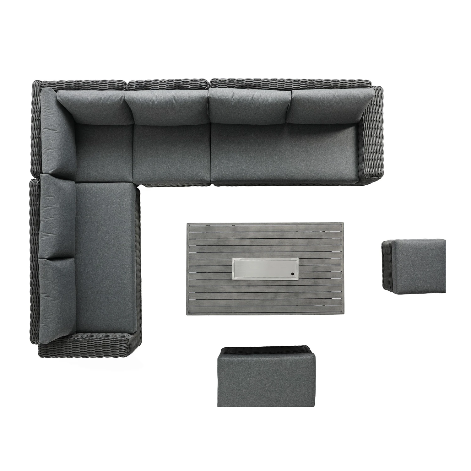 Bellagio Round Dark Grey Wicker Large Modular Corner Dining Set with Rising Firepit Table 7 Bellagio Round Dark Grey Wicker Large Modular Corner Dining Set with Rising Firepit Table - Image 7