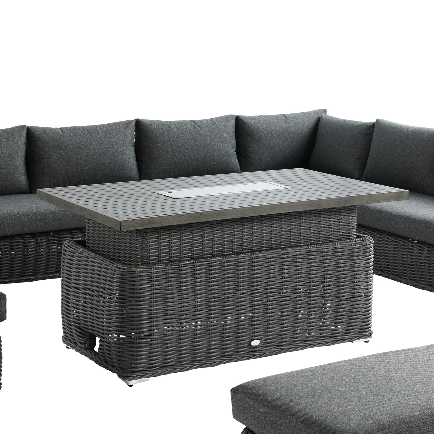 Bellagio Round Dark Grey Wicker Large Modular Corner Dining Set with Rising Firepit Table 8 Bellagio Round Dark Grey Wicker Large Modular Corner Dining Set with Rising Firepit Table - Image 8