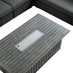 Bellagio Round Dark Grey Wicker Large Modular Corner Dining Set with Rising Firepit Table 18 Bellagio Round Dark Grey Wicker Large Modular Corner Dining Set with Rising Firepit Table -Daals Store OD DINE 650 DARKGREY SET detail2